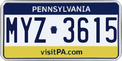 PA license plate MYZ3615
