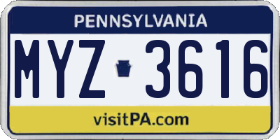 PA license plate MYZ3616