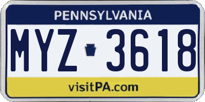 PA license plate MYZ3618