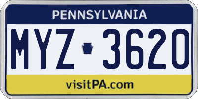 PA license plate MYZ3620