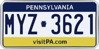 PA license plate MYZ3621