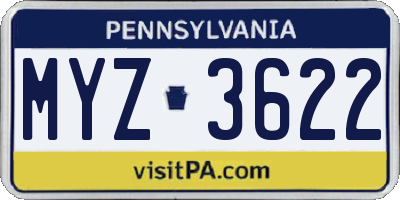 PA license plate MYZ3622