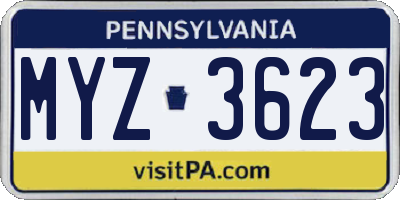 PA license plate MYZ3623