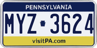 PA license plate MYZ3624