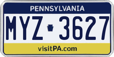 PA license plate MYZ3627