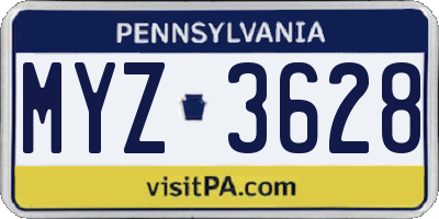 PA license plate MYZ3628