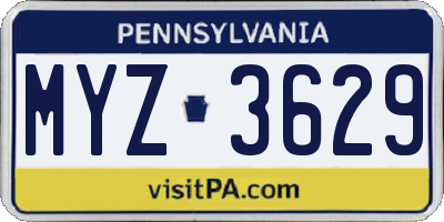 PA license plate MYZ3629