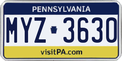 PA license plate MYZ3630