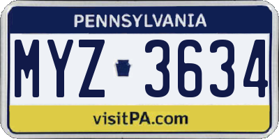 PA license plate MYZ3634