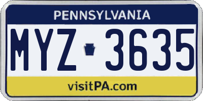 PA license plate MYZ3635