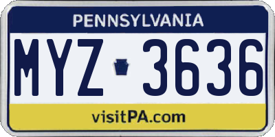 PA license plate MYZ3636