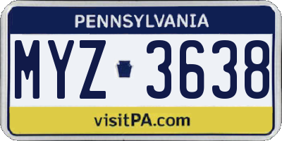 PA license plate MYZ3638