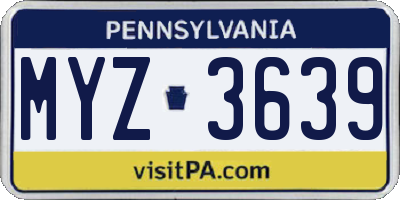PA license plate MYZ3639