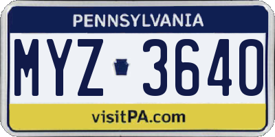 PA license plate MYZ3640