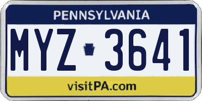 PA license plate MYZ3641