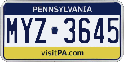PA license plate MYZ3645