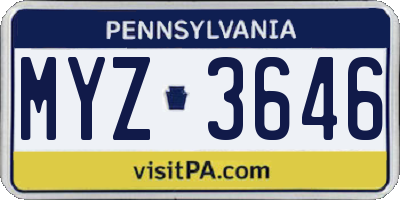 PA license plate MYZ3646