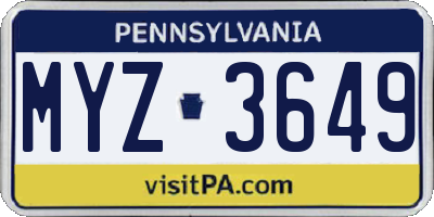 PA license plate MYZ3649