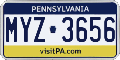PA license plate MYZ3656