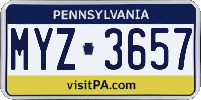 PA license plate MYZ3657