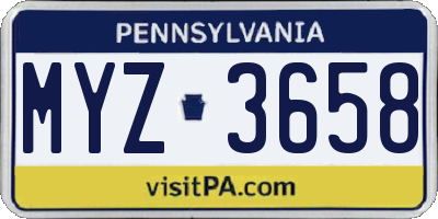 PA license plate MYZ3658