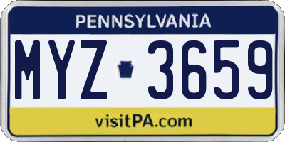 PA license plate MYZ3659