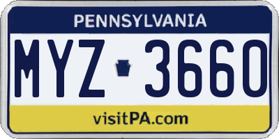 PA license plate MYZ3660