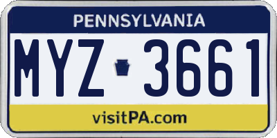 PA license plate MYZ3661