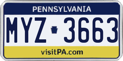 PA license plate MYZ3663