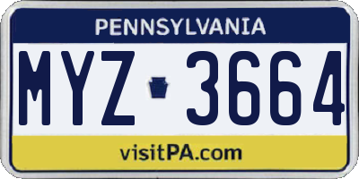 PA license plate MYZ3664