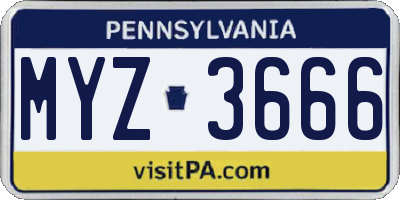PA license plate MYZ3666