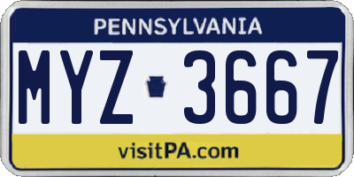 PA license plate MYZ3667
