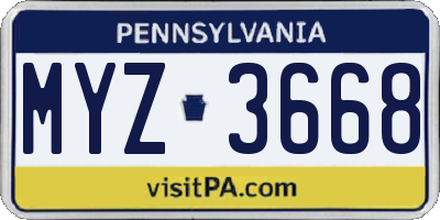 PA license plate MYZ3668