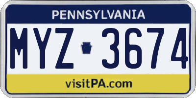 PA license plate MYZ3674