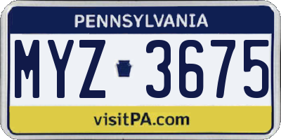 PA license plate MYZ3675