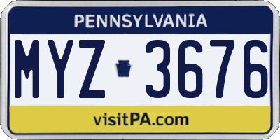PA license plate MYZ3676