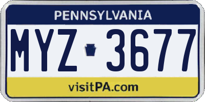 PA license plate MYZ3677