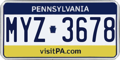 PA license plate MYZ3678