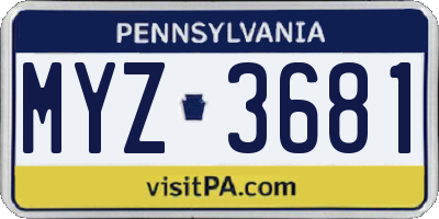 PA license plate MYZ3681