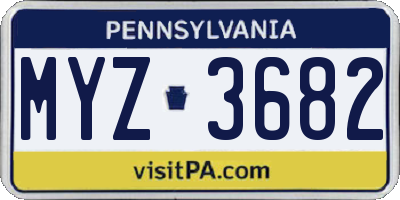 PA license plate MYZ3682
