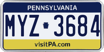 PA license plate MYZ3684