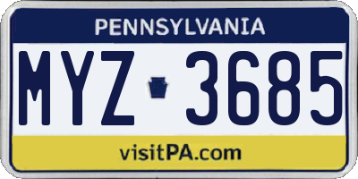 PA license plate MYZ3685