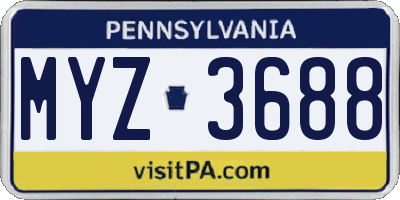 PA license plate MYZ3688