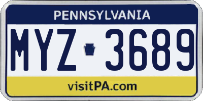 PA license plate MYZ3689
