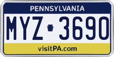 PA license plate MYZ3690