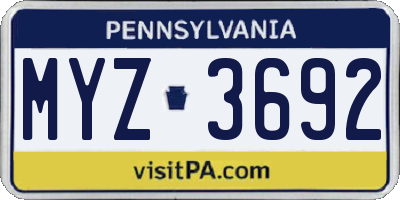 PA license plate MYZ3692