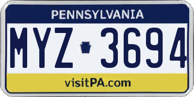 PA license plate MYZ3694