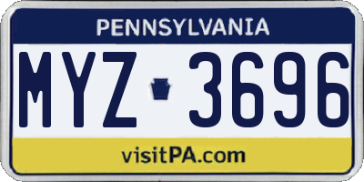 PA license plate MYZ3696
