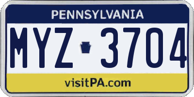 PA license plate MYZ3704