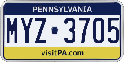 PA license plate MYZ3705